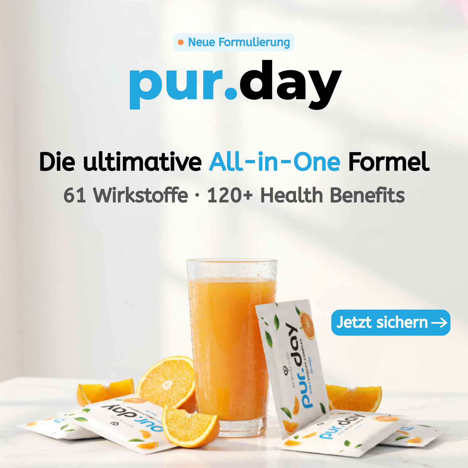 pur.Day von pur-life - Jetzt sichern - 61 Wirkstoffe und 120+ Health Benefits
