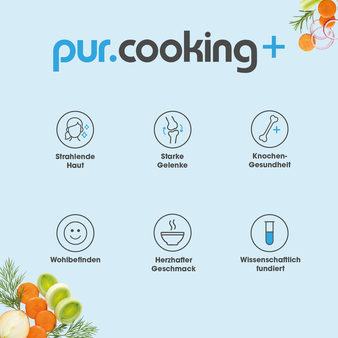 pur.cooking+ Collagen Savoury von pur-life - Hühner-Gemüse-Brühe - Vorteile #geschmack_huhn