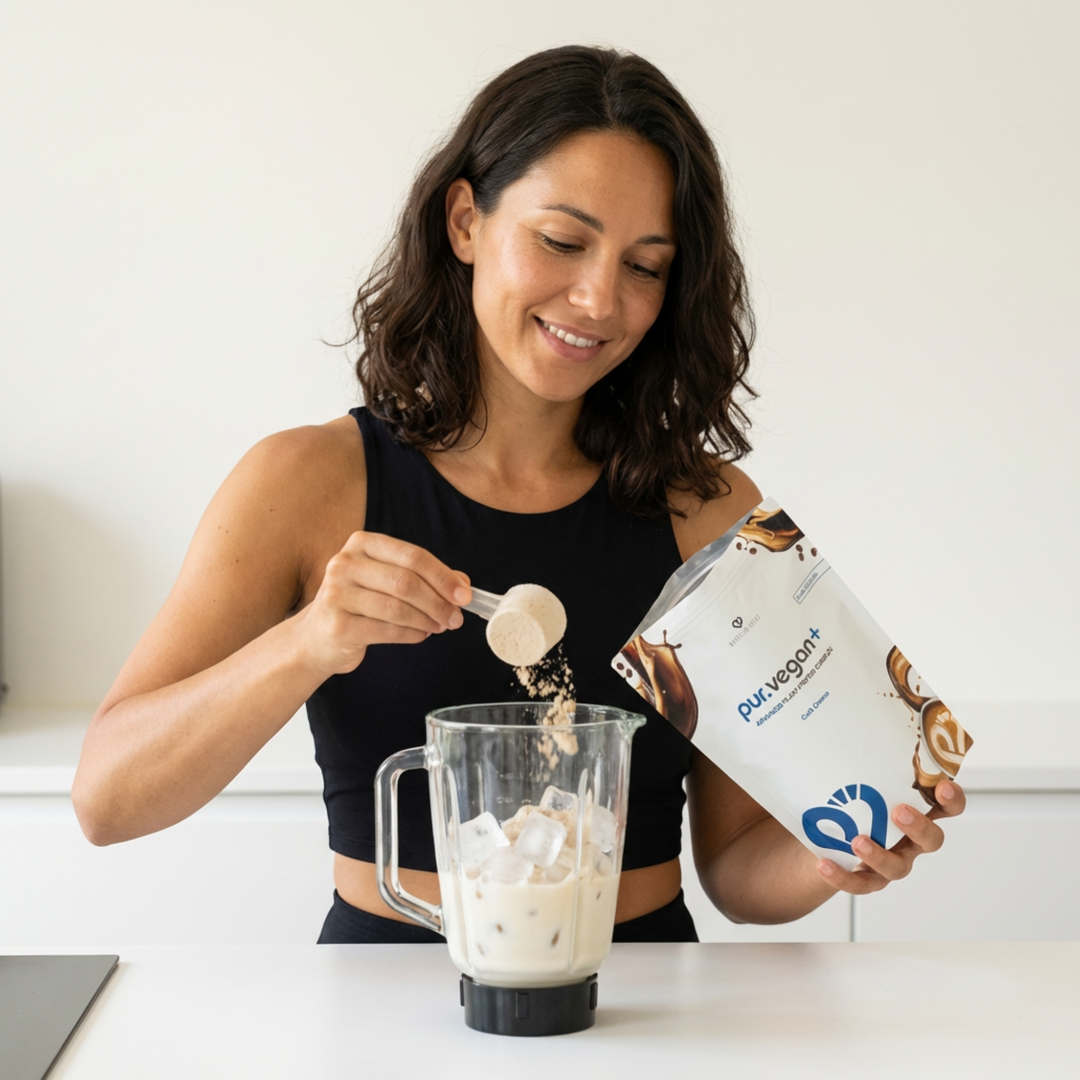 Hochwertigstes Fava-Bohnen-Protein für optimale Versorgung - pur.Vegan Protein Coffee von pur-life