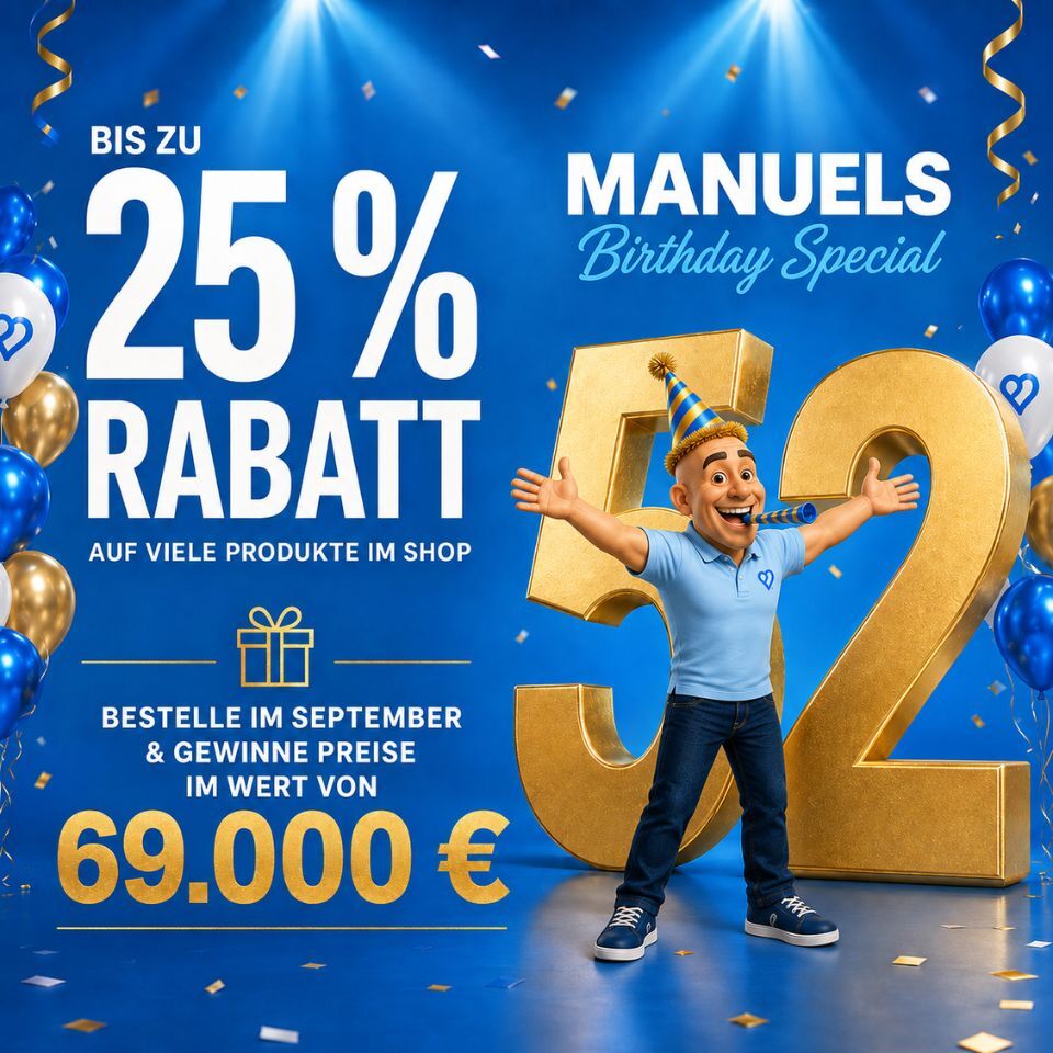 Manuels Birthday Spezial - 25% Rabatt auf viele Produkte von pur-life - Nur für kurze Zeit.