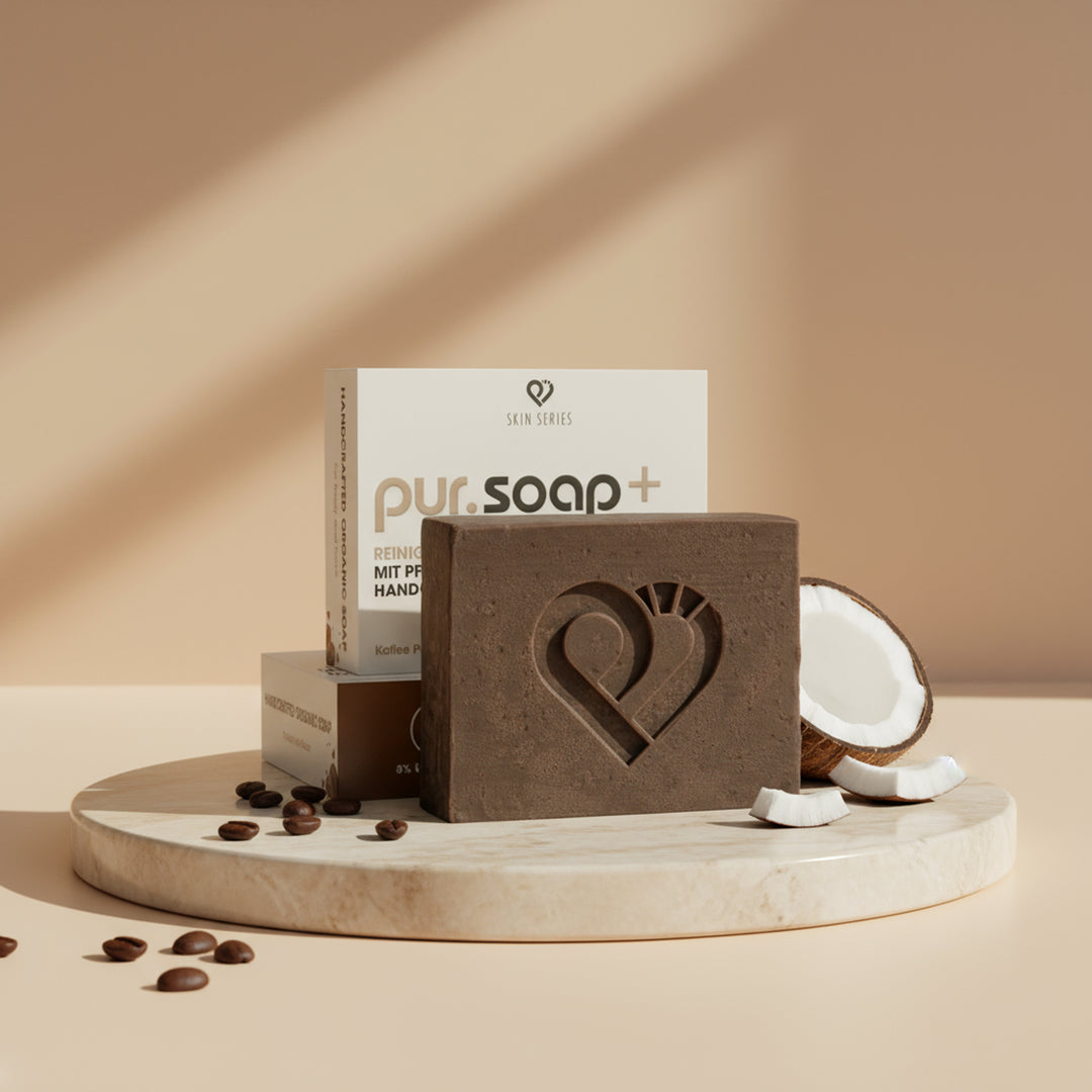 Handgemacht in Deutschland mit Bio-Ölen und echtem Kaffeetrester - pur.Soap Coffee von pur-life