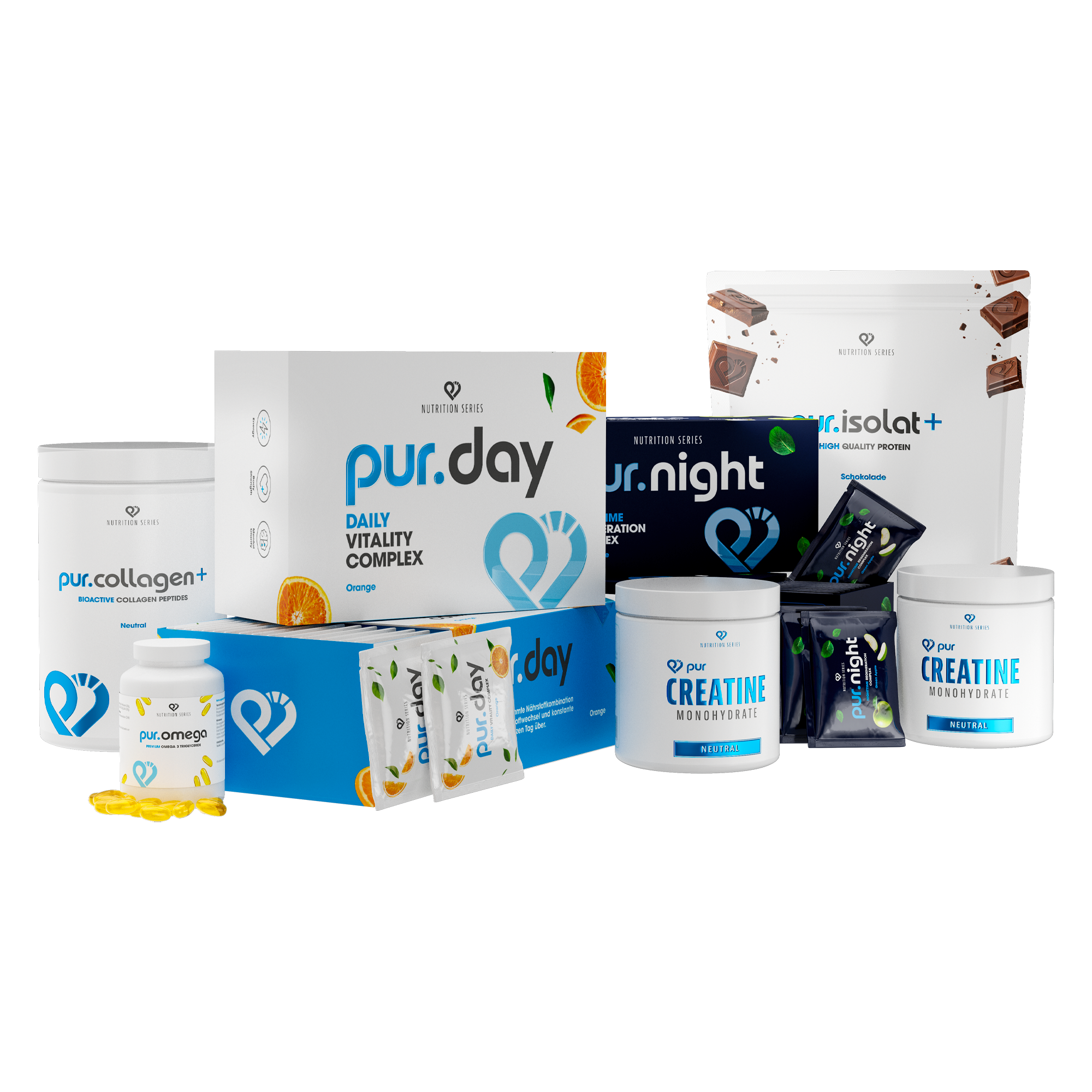 Complete Defense Bundle von pur-life - Bundle mit pur.Day + pur.Night + pur.Isolate + 2x pur.Creatine und pur.Collagen