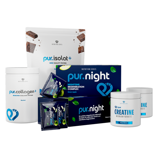Glow & Structure Bundle von pur-life - Bundle mit pur.Night + pur.Isolate + 2x pur.Creatine und pur.Collagen