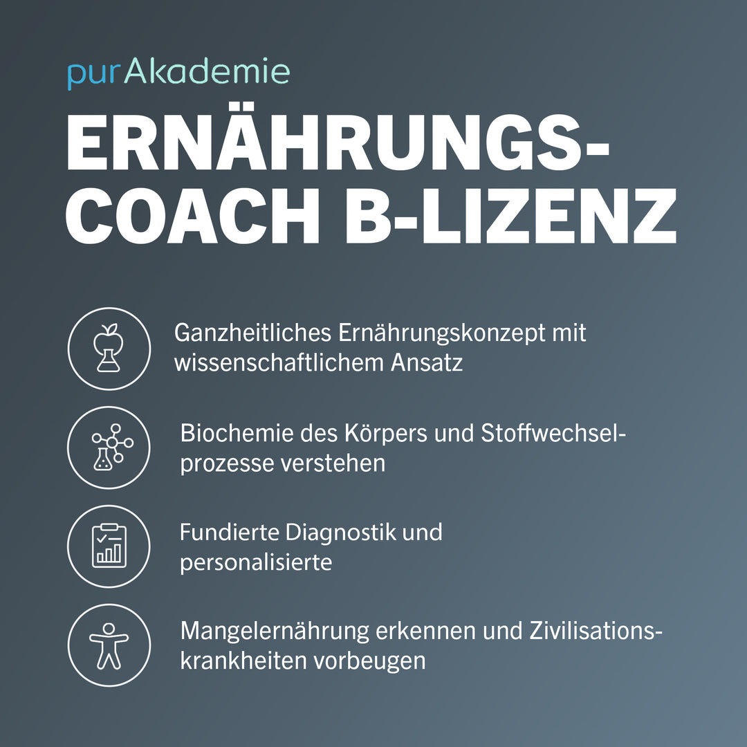 Ernährungscoach B-Lizens Ausbildung von pur-life - Vorteile - #dauer_3-monate