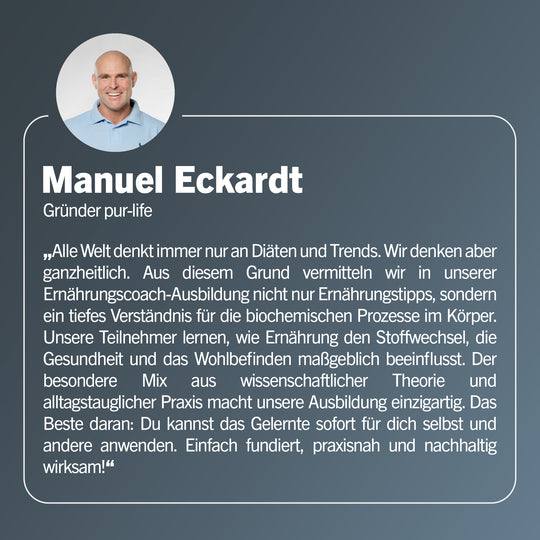 Ernährungscoach B-Lizens Ausbildung von pur-life - Experte - #dauer_3-monate
