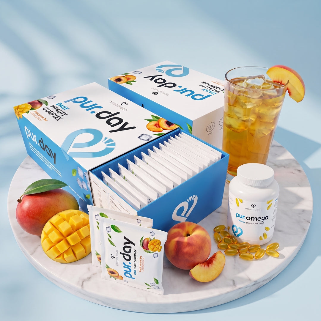 Dein bewährter Daily Vitality Complex als tropische Limited Edition - pur.DAY Tropical Ice Tea – Limited Edition von pur-life